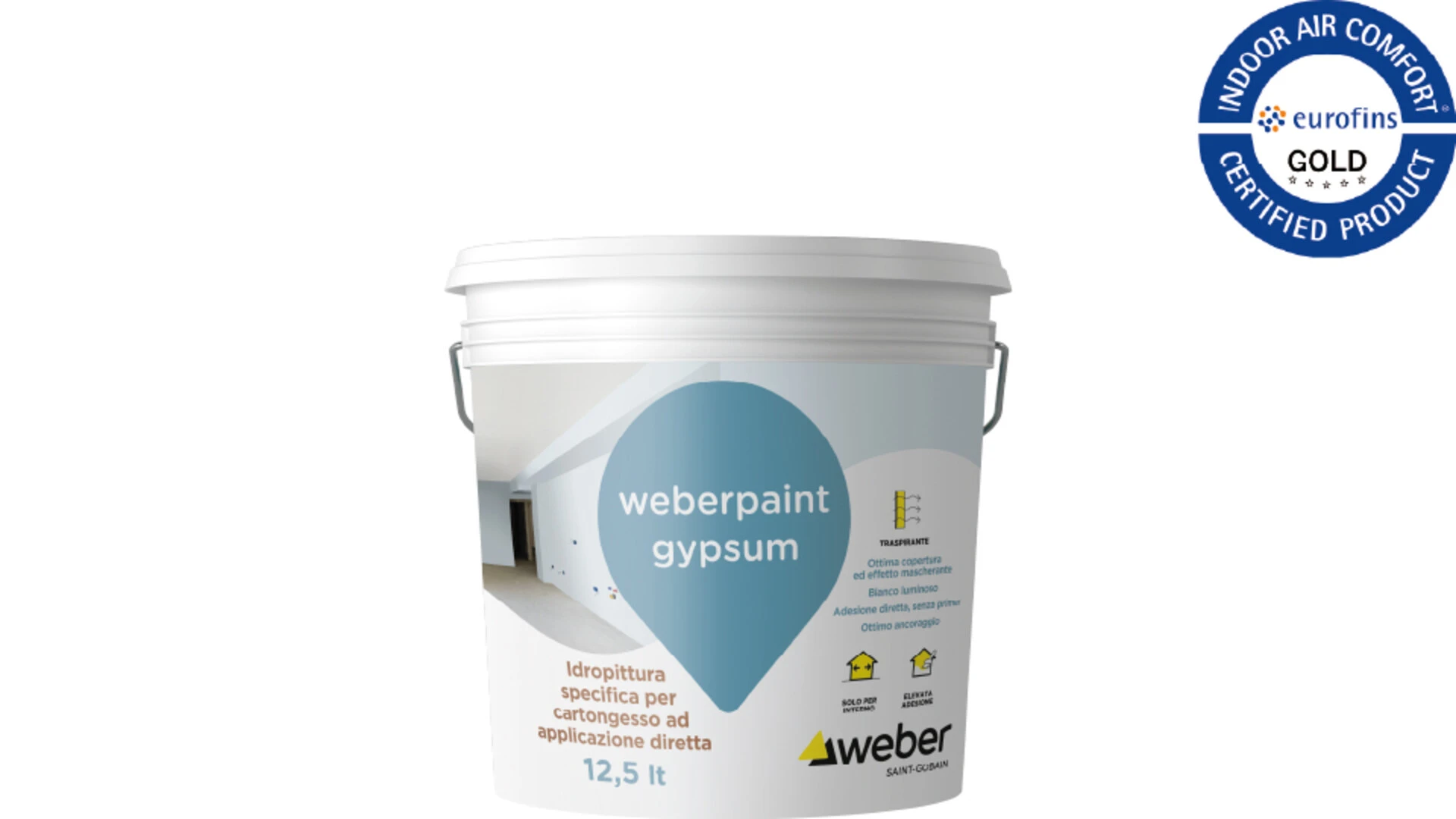 weberpaint gypsum certificato indoor air comfort gold